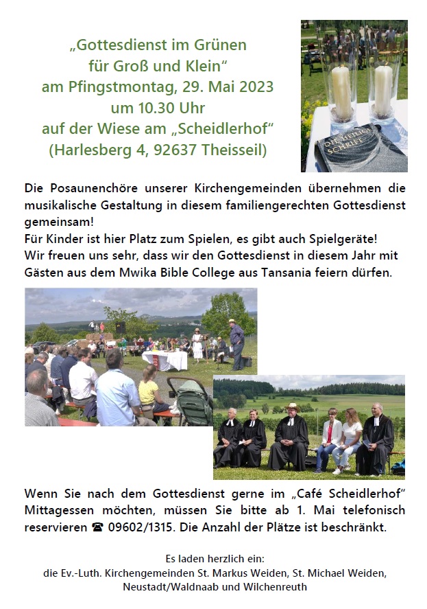 Herzliche Einladung zum Gottesdienst am Pfingstmontag
