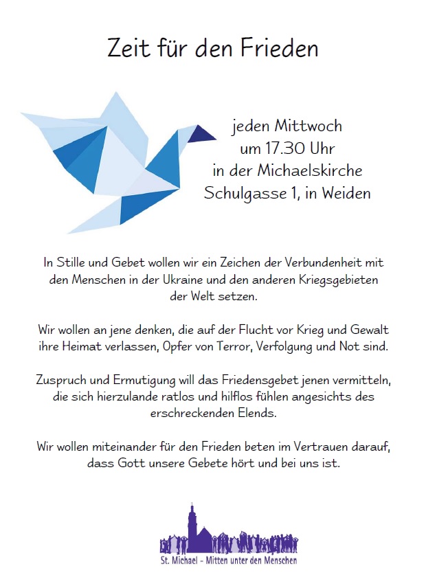 Herzliche Einladung zum Friedensgebet